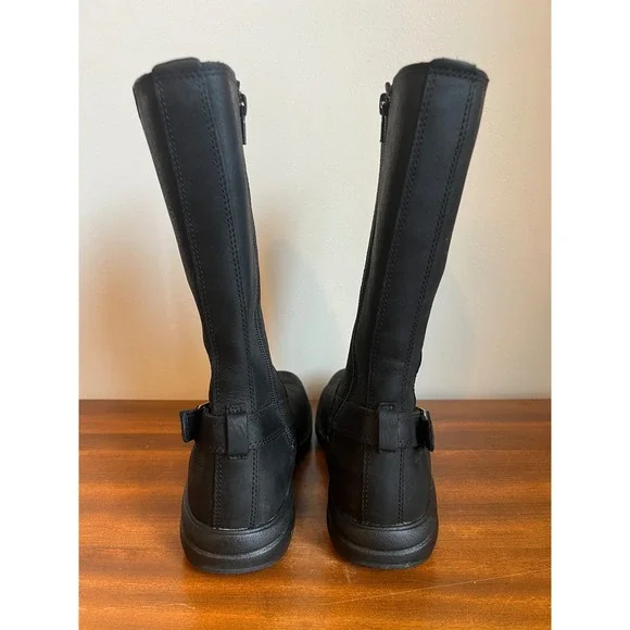 Merrell Andover Peak Black Leather Zip Buckle Tall Boots J17602 W's Size 7.5 - Picture 4 of 7